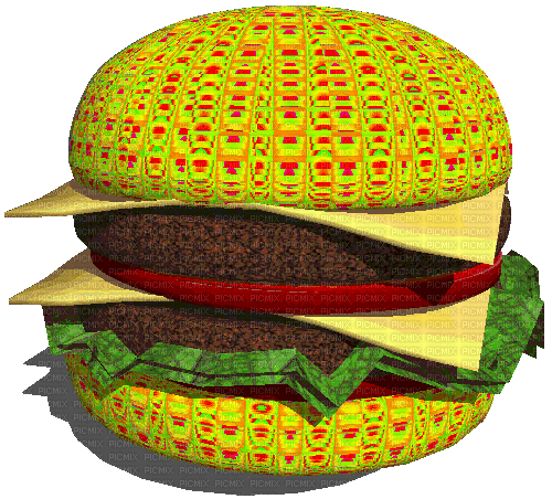 Rotating Food Trippy Hamburger - Бесплатни анимирани ГИФ