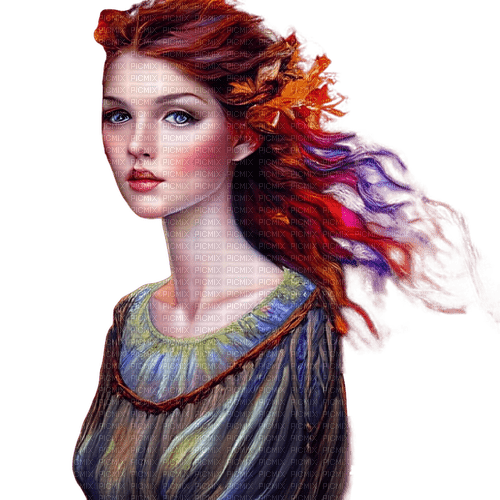 kikkapink autumn woman fantasy girl painting - besplatni png