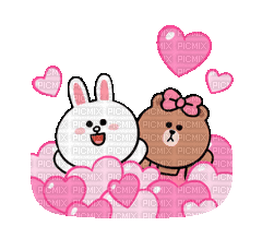 brown_&_cony love bunny bear brown cony gif anime animated animation tube cartoon liebe cher - GIF animate gratis