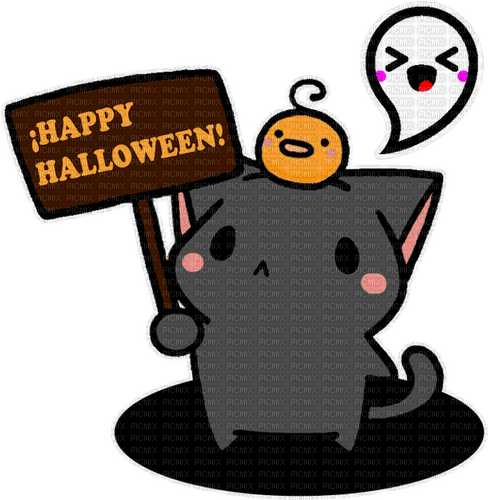 happy halloween cat - PNG gratuit