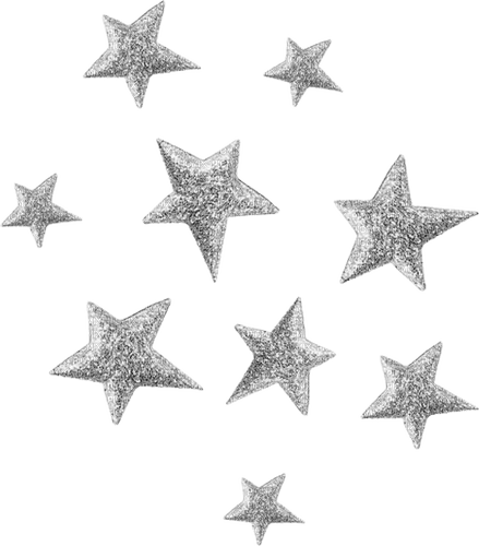glitter silver sticker stars - PNG gratuit