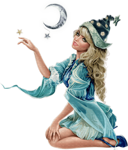 kikkapink fantasy blue woman moon - kostenlos png