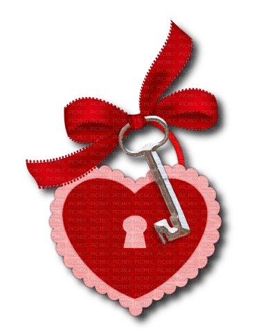 Heart.Lock.Key.Bow.Silver.Pink.Red - gratis png