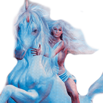 Y.A.M._Fantasy woman girl horse - gratis png