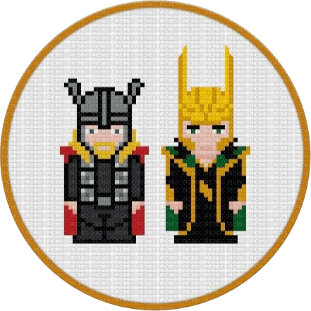 Cross Stitch Thor and Loki - 免费PNG