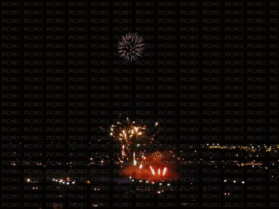 New Year.Fireworks.Fond.Background.Paysage.Landscape.Año Nuevo.Party.Celebration.Victoriabea - Zdarma animovaný GIF