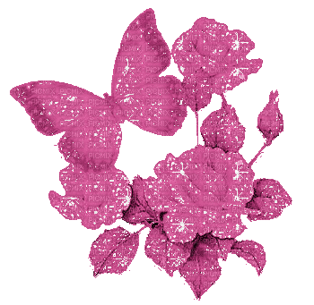 fleur papillon rose pink - GIF animado grátis