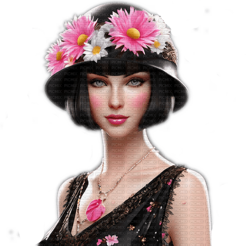 ♡§m3§♡ pink flowers women female 1920s - zdarma png