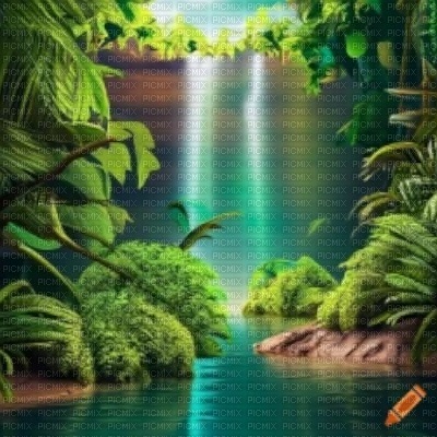Green Jungle Waterfall - ilmainen png