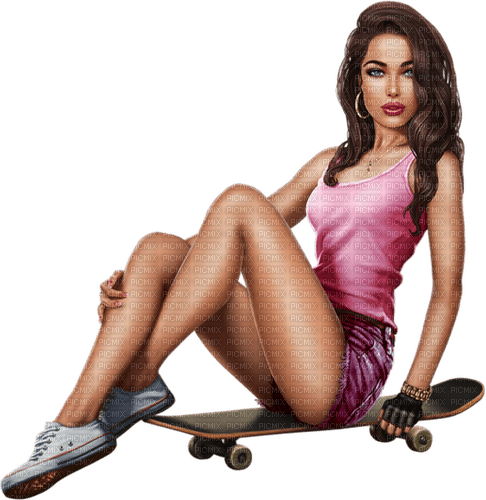 Woman with skateboard. Leila - ücretsiz png