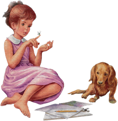 child with dog bp - Bezmaksas animēts GIF