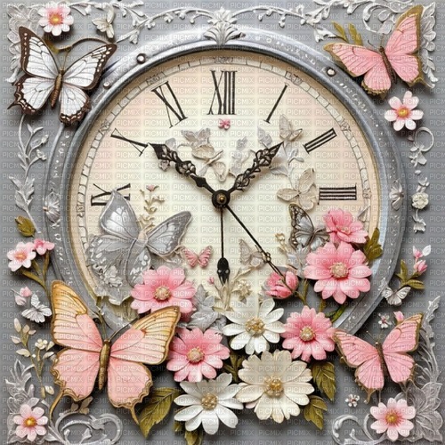 springtimes background vintage clock - nemokama png