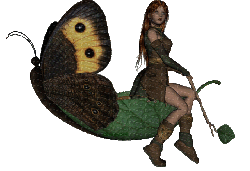 Femme avec Papillon - Ingyenes animált GIF