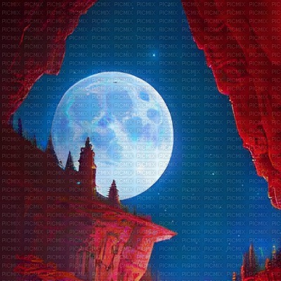 Red Cave with Night Sky View - фрее пнг