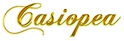"Casiopea" written in shiny gold text - zdarma png