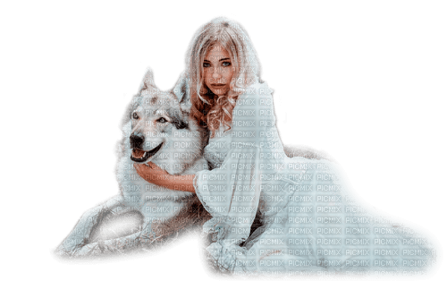 woman  with wolf by nataliplus - ücretsiz png
