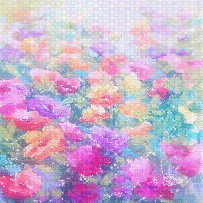 soave background animated flowers painting garden - Nemokamas animacinis gif