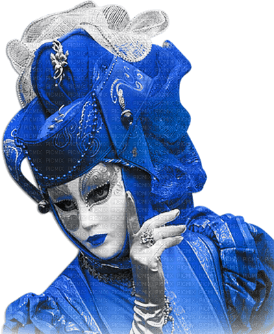 soave woman mask carnival venice black white blue - 免费PNG