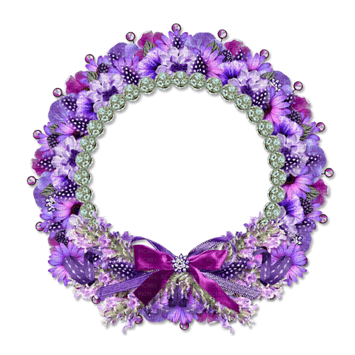 Circle.Frame.Flowers.Purple - δωρεάν png
