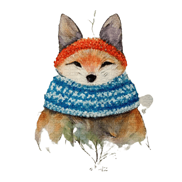 kikkapink fox watercolor winter deco - ilmainen png