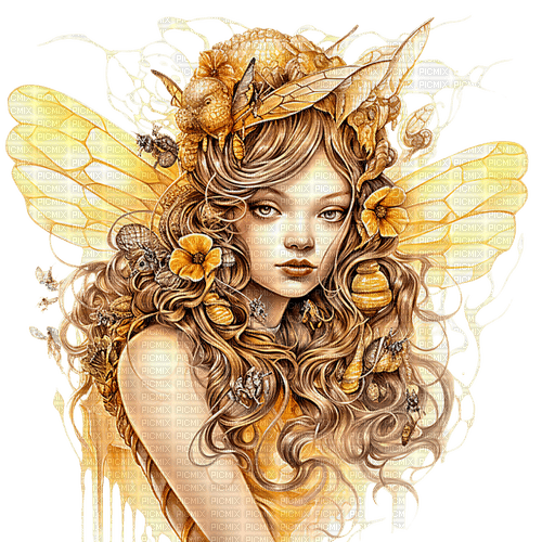 ♡§m3§♡ yellow bee spring fairy image - 無料png