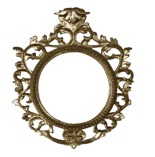 carved gilded circle wood frame - png ฟรี