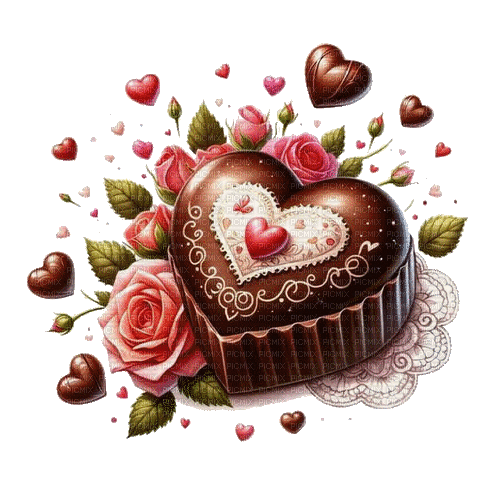 Valentine, chocolate, heart, coeur - GIF animado gratis