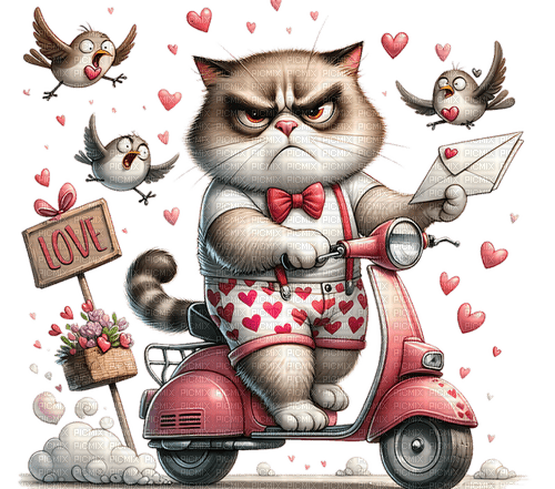 ♡§m3§♡ vday cat humor red image - Free PNG