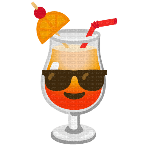 Emoji Kitchen summer drink with sunglasses - Free PNG