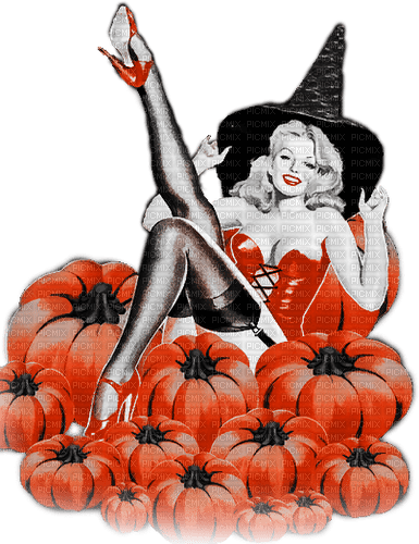 soave woman vintage pin up halloween pumpkin - δωρεάν png