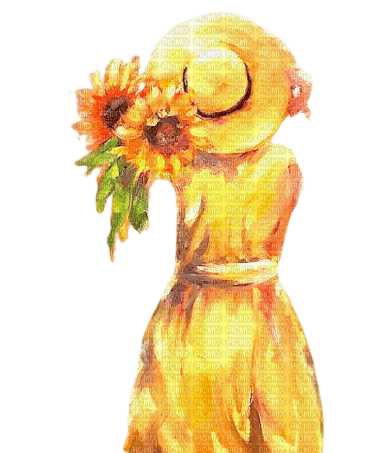 Sunflowers Woman - безплатен png