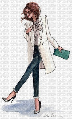Lady in Long White Coat - фрее пнг