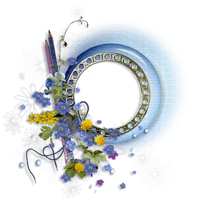 Kaz_Creations Flowers Deco Circle Frame - PNG gratuit