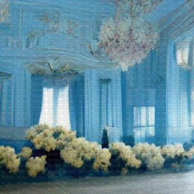 Light Blue Palace with White Roses - zdarma png