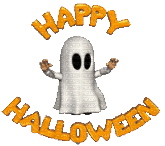 happy halloween-spöke-text - GIF animé gratuit