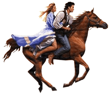 Couple ride a horse - ücretsiz png