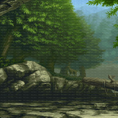 animated forest lake background - Bezmaksas animēts GIF