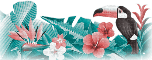 soave deco summer tropical flowers branch - PNG gratuit