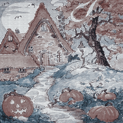 soave background animated vintage halloween house - 無料のアニメーション GIF