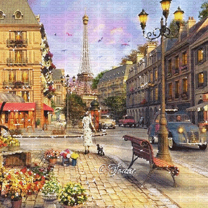 soave background animated vintage paris city blue - Ingyenes animált GIF