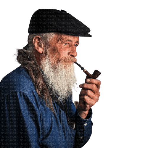 old man smokes a pipe - Free PNG