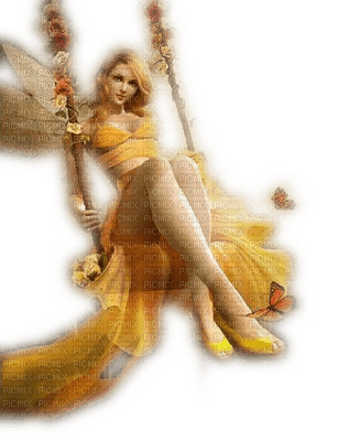 Kaz_Creations Woman Femme On Swing - png grátis