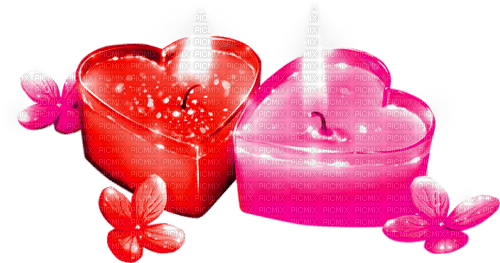 Candles.Hearts.Flowers.Red.Pink - png grátis