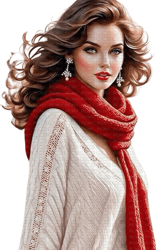 Женщина с шарфом - 免费PNG