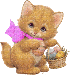 Kaz_Creations Cute Kids Animated Easter Winking Cat - Gratis animeret GIF