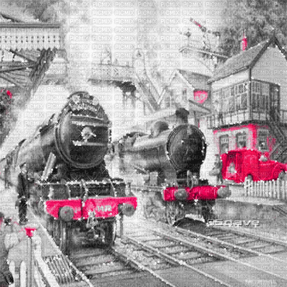soave background animated vintage train station - Animovaný GIF zadarmo
