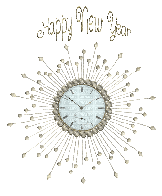 new year silvester montre text gold clock - Gratis animeret GIF