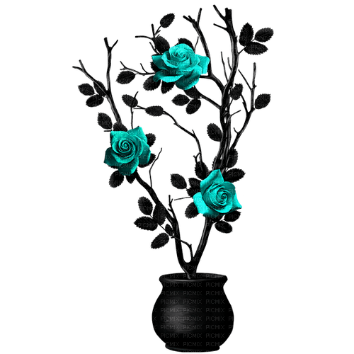 Gothic.Roses.Black.Teal - png grátis
