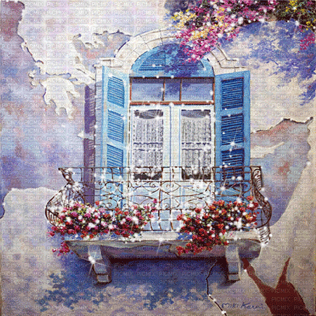 dolceluna background gif balcony vintage - Darmowy animowany GIF