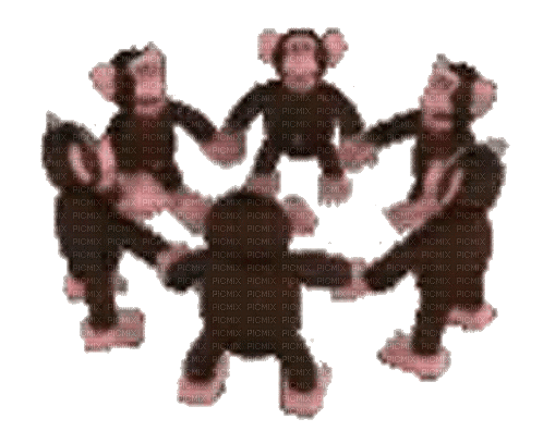 Monkey spinning holding hands - GIF animé gratuit